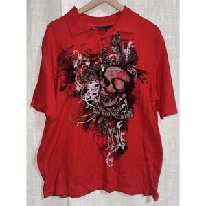 Rare Vintage BUGLE BOY Men's M Medium Y2K Polo Red Shirt 90s Sacrifice Pain